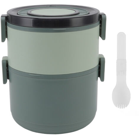 Stapelbare Bento-Box für Erwachsene, 1600 ml, 2 Ebenen, lebensmittelechter Kunststoff, isoliert und auslaufsicher, BPA-frei, umweltfreundlich