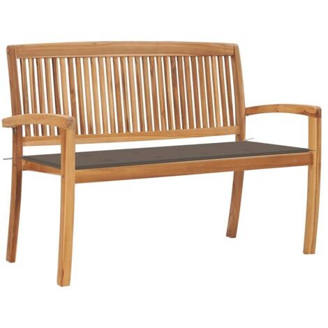 Stapelbare Gartenbank mit Auflage 128,5 cm Massivholz Teak