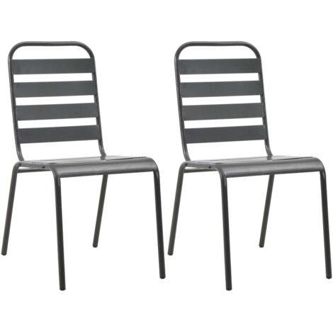Stapelbare Gartenstühle 2 Stk. Stahl Grau vidaXL