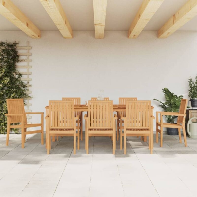 Gartenstühle 8 Stk. Stapelbar 56, 5x57, 5x91 Cm Massivholz Teak Vidaxl