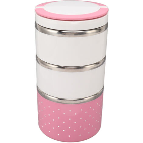 Stapelbare, isolierte Edelstahl-Lunchbox – auslaufsicher, hält Lebensmittel frisch, tragbar, pink für Partys