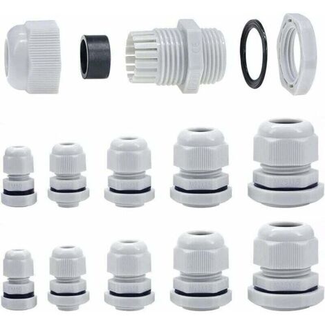 Stapelbare Kabelverschraubungen M10-M25, 10 mm - 25 mm, mit Kontermutter und Unterlegscheibe (M10-M25, 40 Stück)