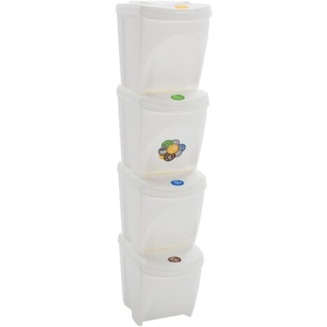 Stapelbare Mülleimer 4 Stk. Weiß 100 L Polypropylen