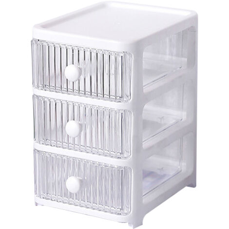 Stapelbare, multifunktionale, transparente Aufbewahrungsbox mit Schubladen – Schreibtisch-Organizer für Zuhause, Schlafzimmer, Büro – 3 Ebenen