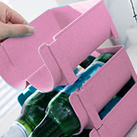 Stapelbarer Flaschenbehälter – Rutschfester PP-Behälter 14 x 16 x 7,5 cm für den Kühlschrank – 1 Stück, Rosa