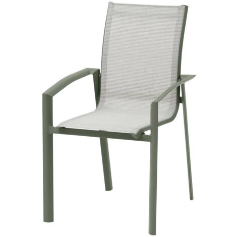 Stapelbarer Gartensessel Axant olivgrün &amp lorbeergrün Aluminium und Texaline - Hespéride
