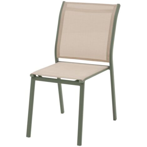 Stapelbarer Gartenstuhl Essentia Leinen &amp Lorbeergrün Aluminium und Texaline - Hespéride