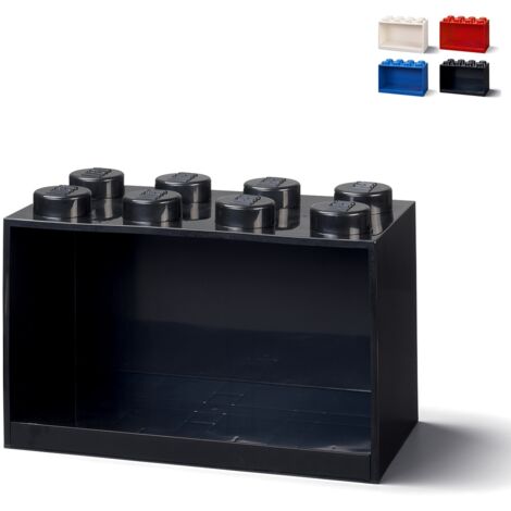 Stapelbarer LEGO Brick Regalbehälter mit 8 Noppen - Schwarz