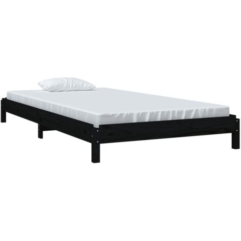 Stapelbett Schwarz 90x200 cm Massivholz Kiefer vidaXL