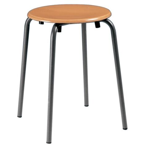 Stapelhocker Sitzhöhe 500 mm Sitz-Ø 300 mm Rundrohr anthrazit Buche natur lackiert