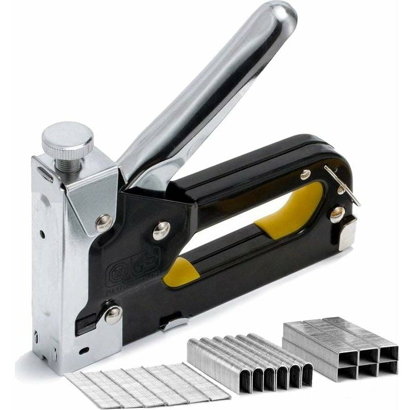 Stapler with 900 Staples, 3 in 1 Heavy Duty Handheld Stapler, Ideal for Wood/Upholstery/Fabric/Cable Staple/Decoration/Repair Stapler with Nails