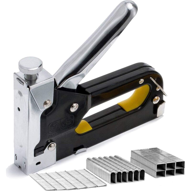 Osqi - Stapler with 900 Staples, 3-in-1 Heavy Duty Hand Stapler, Ideal for Wood/Upholstery/Fabric/Cable Stapling/Decoration/Repair Stapler with Nails