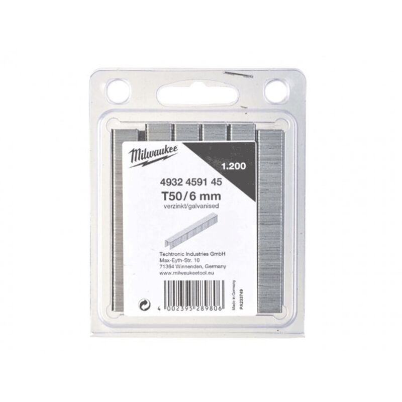 4932459145, 6mm Type 50 Galvanised Staples 1200pcs - Milwaukee