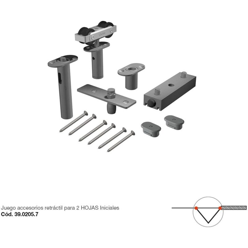 Acc. SF-A88D Pour 2 premiers vantaux - star fold - Accessoires pour portes pliantes jusqu'à 4 vantaux et max. 80 kg sans guide au sol