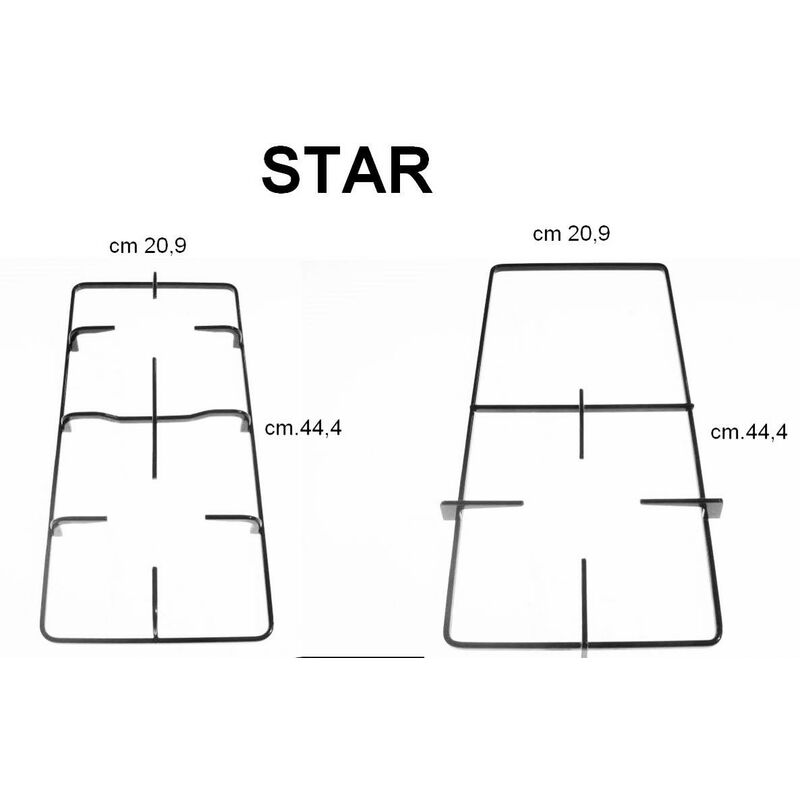 Image of Eurostore07 - star 2 griglie piattina smaltate nere cucina cm 44,4 x 20,9 KP560-60-5F p 5550/1