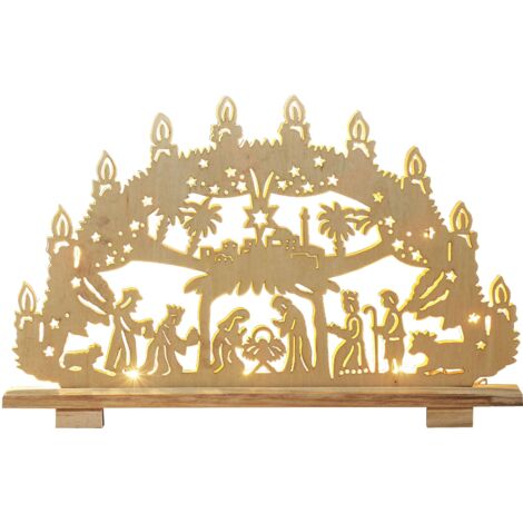Star LED-Fensterleuchter "Hilden", Holz, Braun, 5x45 cm