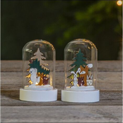 Star LED-Tischdekoration 'Forest Friends',2 Glaskuppel,