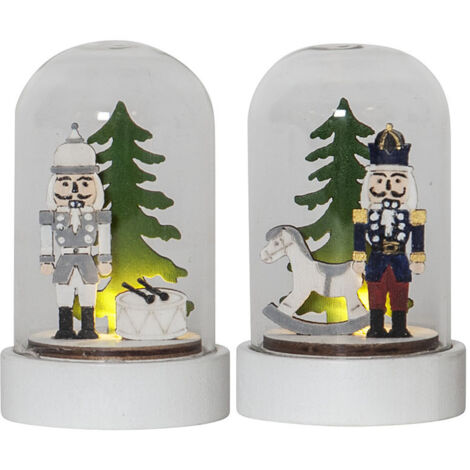 Star LED-Tischdekoration 'Nutcracker', 2 Glaskuppel,