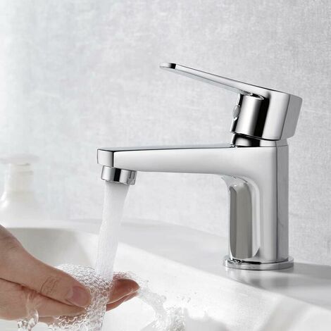 Star M11057, Basin Mixer Tap - Single Handle Bathroom Faucet, Low Noise Ceramic Drawer Basin Faucets, Brass Body, Chrome Finish, Silver