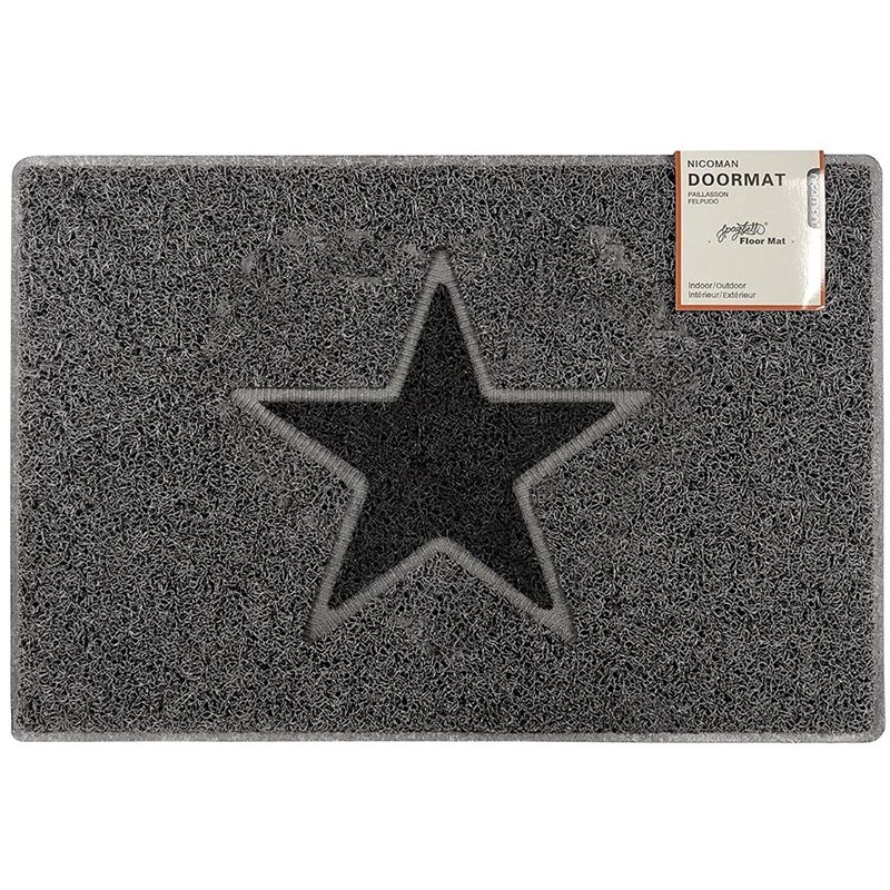 Star Medium Doormat in Grey with Black Star - size Medium (75*44cm) - color Grey/Black - Grey/Black