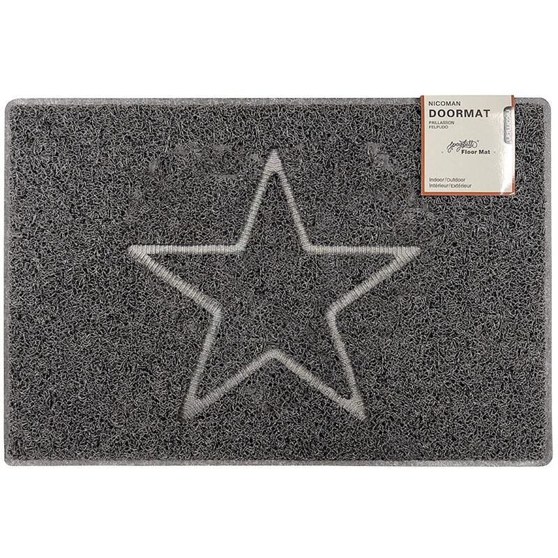 Star Small Embossed Doormat in Grey - size Small (60*40cm) - color Grey - Grey
