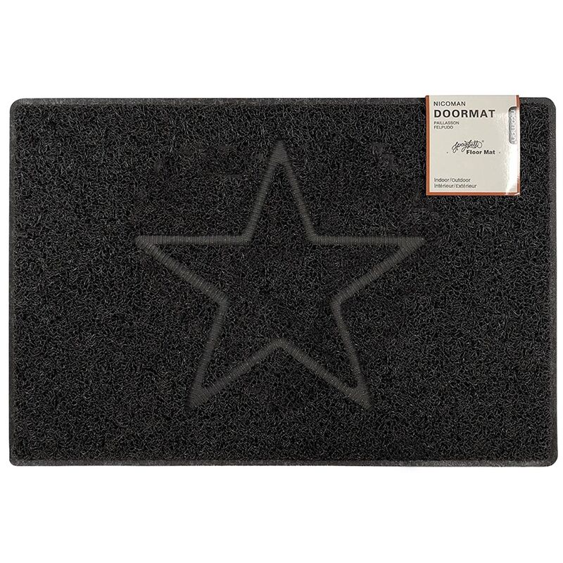 Star Large Embossed Doormat in Black - size Large (90*60cm) - color Black - Black