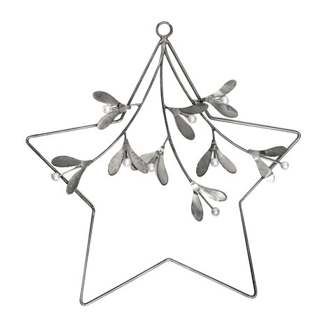 Star Mistletoe Wreath - Glass/Metal - L31 x W1.5 x H31 cm - Galvanised