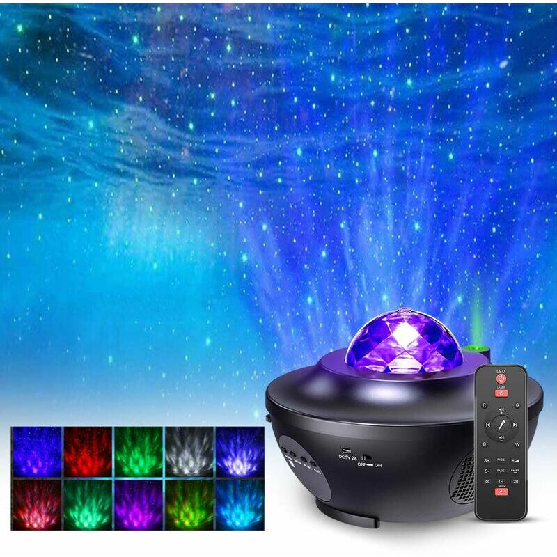 Star Projector, Bluetooth rgbw Galaxy Projector, Star led Night Light Speaker Sound Sensor Control with Remote Control for Baby Room Decoration Party
