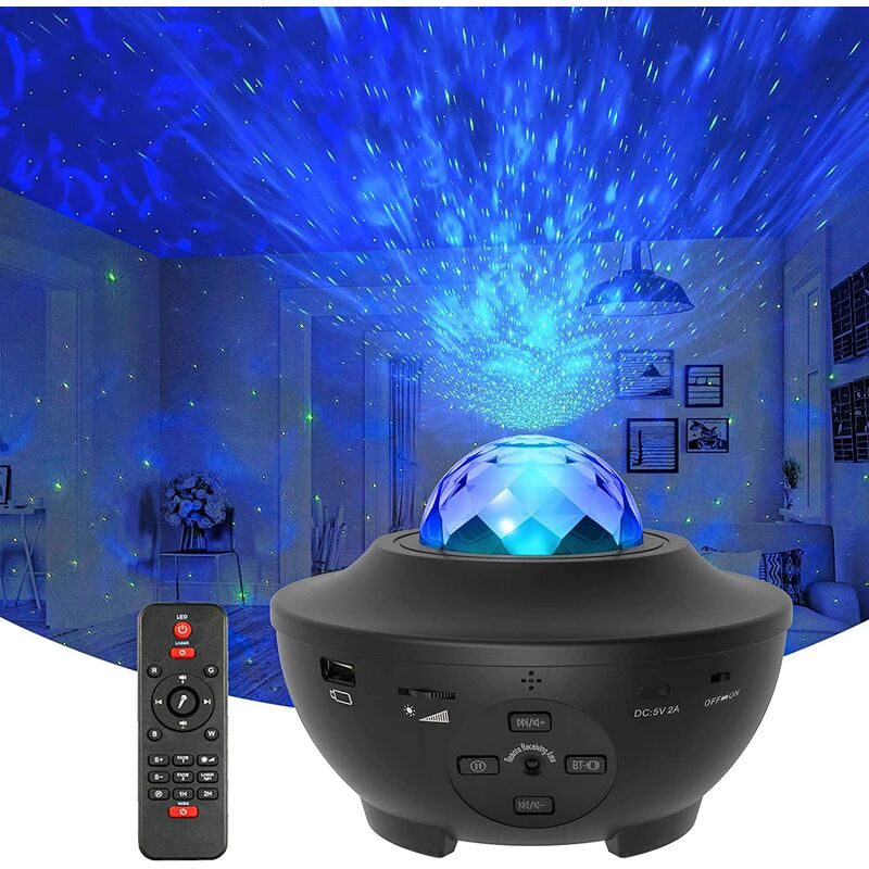 

Star Projector Galaxy Light Projector con Ocean Wave Projector, Music Speaker, Voice Control & Timer, Nebula Cloud Proyector de luz de techo para