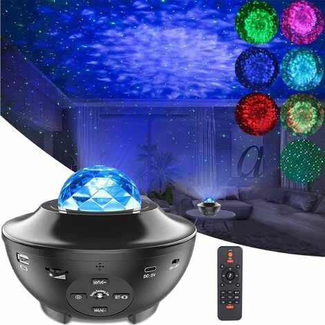 Star Projector Night Light, Ocean Wave LED Starry Night Light Projector with Music Speaker Sound Sensor Remote Control, 360° Rotating Projector Lamp for Kids Bedroom Home Stage Decoration