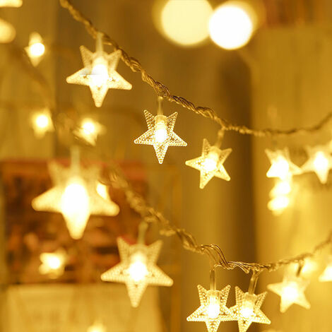 Star String Lights, 6M 40LEDS couleur chaude [modèle de batterie] pour enfant chambre tente fête mariage noël décor blanc chaud