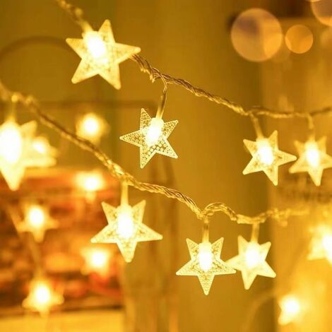 Star String Lights Chirstmas String Lights Fairy Lights USB Rechargeable Waterproof Connectable for Indoor Outdoor Wedding Birthday Christmas Decorations ,Warm White,5M 50LED