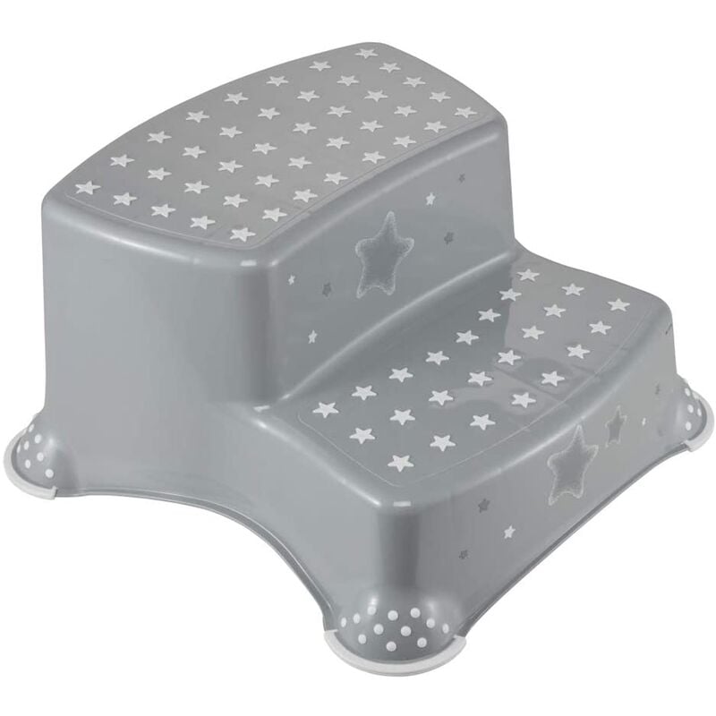 

Star - Taburete / alzador 2 niveles para niños a partir de 3 a 14 años aprox, función antideslizante, color gris