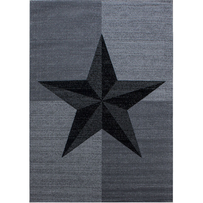Plus - star - Tapis à motifs étoile - Gris (120x170cm)