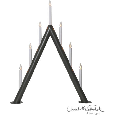 Star Trading Arc de lumière à 7 flammes 'Circum', bois, triangulaire, gris-brun