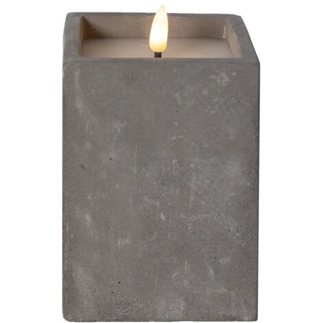 Star Trading Bougie bloc LED 'Flame Cem', ciment, gris, 14,5 cm