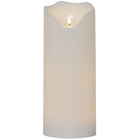 Star Trading Bougie Flamme Grand, bougie ronde, blanche, LED, minuterie, blanc chaud, extérieur, 40 cm