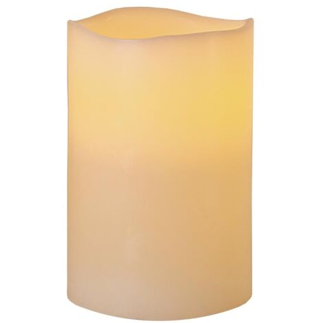 Star Trading Bougie LED cire véritable 'Big', pile et minuterie, scintillante, crème, 15cm