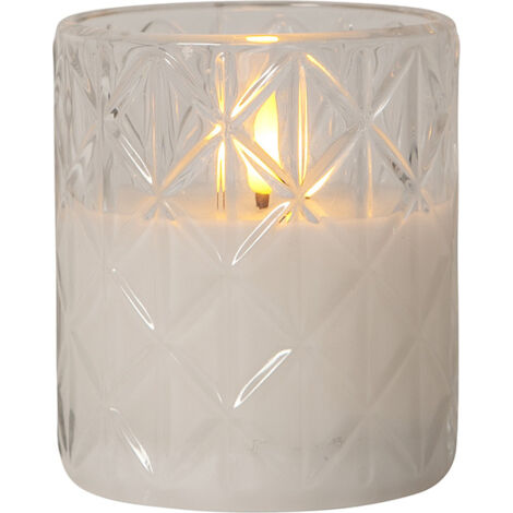 Star Trading Bougie LED flamme Romb, blanc, 10x8,5cm