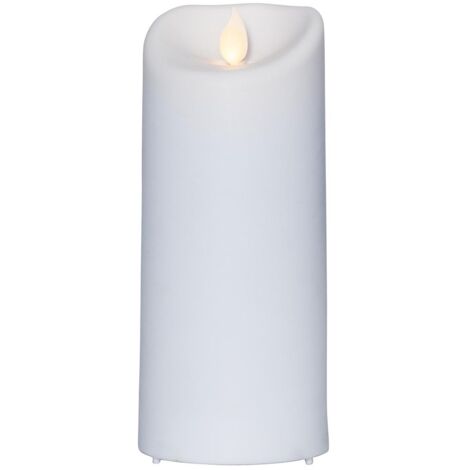 Star Trading Bougie M-Twinkle, bougie ronde, blanche, LED, minuterie, jaune, extérieur, intérieur, 17,5 cm