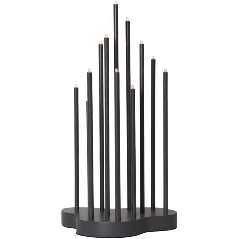 Star Trading Chandelier Buzz, Gris foncé, métal, 12 flammes, bois, 43cm