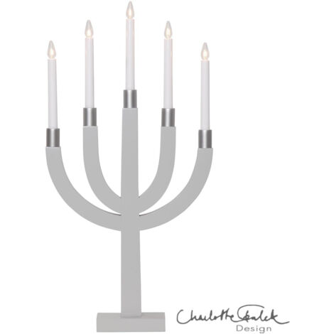 Star Trading Chandelier 'Elias', 5-flamme, détails argentés, pin, gris