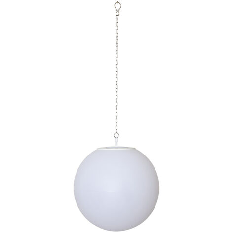 Star Trading Décoration solaire Globy, lampe à suspendre, boule, blanc, LED, blanc chaud, capteur crépusculaire, extérieur, 30 cm