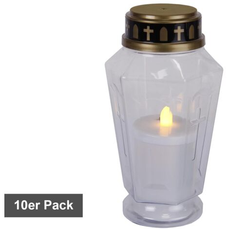 Star Trading Display Serene, Grabkerzen, 10 Stück, Transparent, LED, Warmweiß, Außenbereich, 15,5 cm