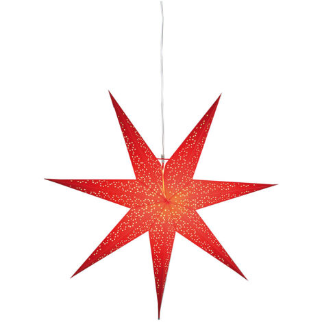 Star Trading Grande étoile en papier 'Dot', rouge, 7 branches, motif perforé, fonctionnement sur secteur, douille E14, Ø 70 cm