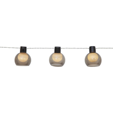 Star Trading Guirlande lumineuse solaire Smoky, 10 boules, verre fumé, LED, capteur crépusculaire, blanc chaud, extérieur, 2,7 mètres