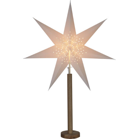 Star Trading Lampadaire Poinsettia Elice de Star Trading, étoile de Noël en papier 3D avec socle en bois de chêne, lampadaire étoile décoratif avec interrupteur à câble, E14, hauteur : 85 cm