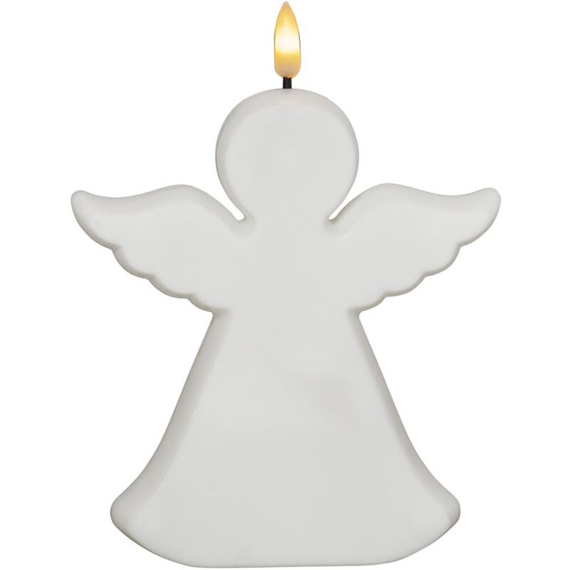 Lampe funéraire Flamme Ange, Ange, Bougie, Blanc, Extérieur, led, Minuteur, Blanc chaud, 18 cm - Star Trading