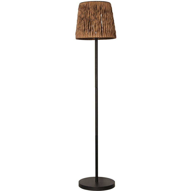 Star Trading Lampe solaire Cesta, Lampadaire, aspect rotin, marron, solaire, extérieur, blanc chaud, capteur crépusculaire, 127 cm