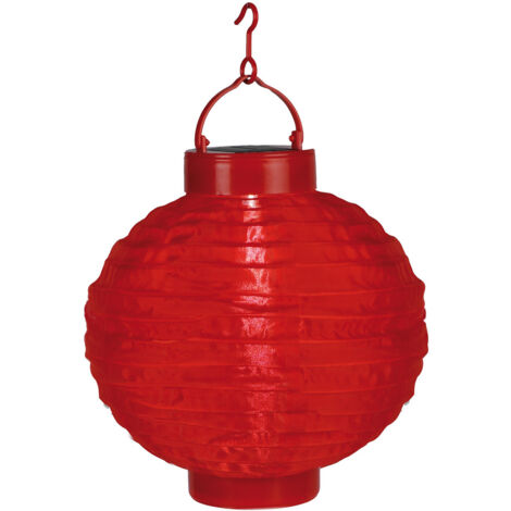Star Trading Lampion solaire LED 'Festival', capteur crépusculaire, extérieur, 22cm, rouge